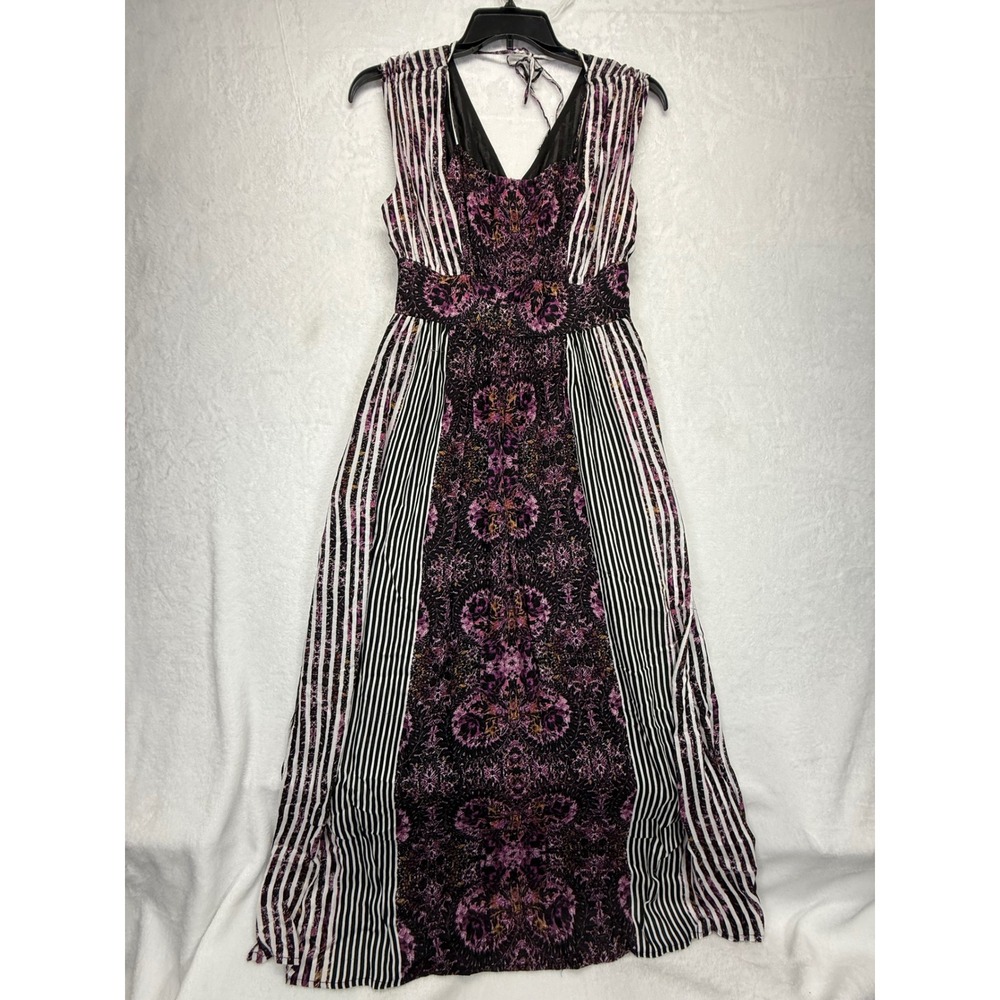 Free People Maxi Dress Size 8 Midnight Combo Striped Floral‎ Rayon Blend